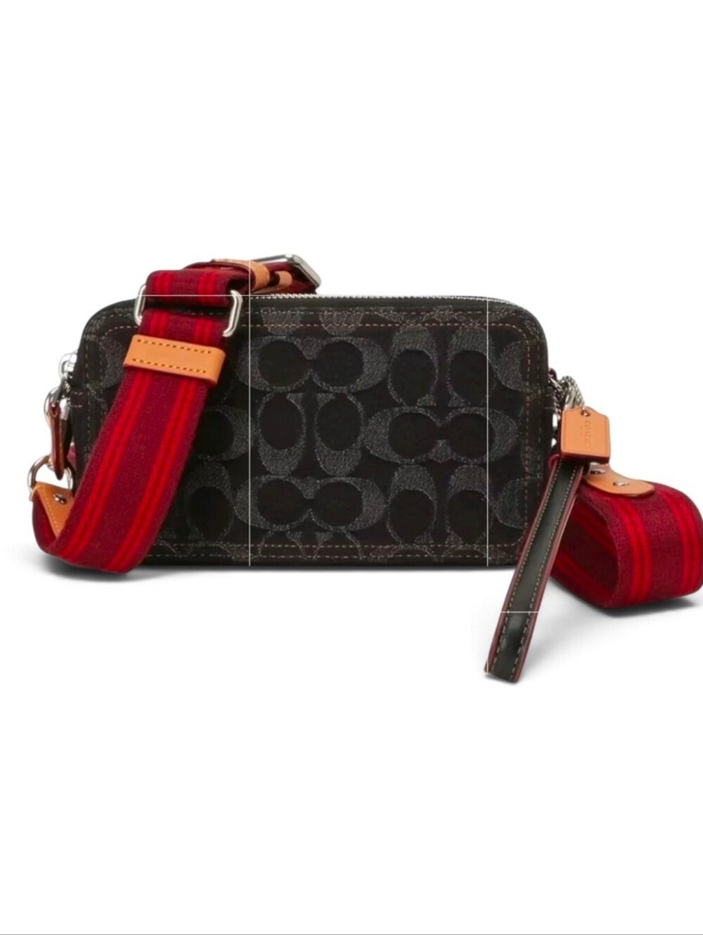 🖤▪️Coach ▪️Jamie Camera Bag In Signature Denim Black & Red Crossbody